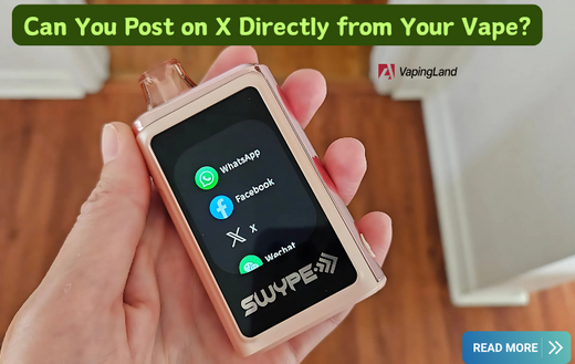 Swype vape showing social media apps like WhatsApp, Facebook, and X.