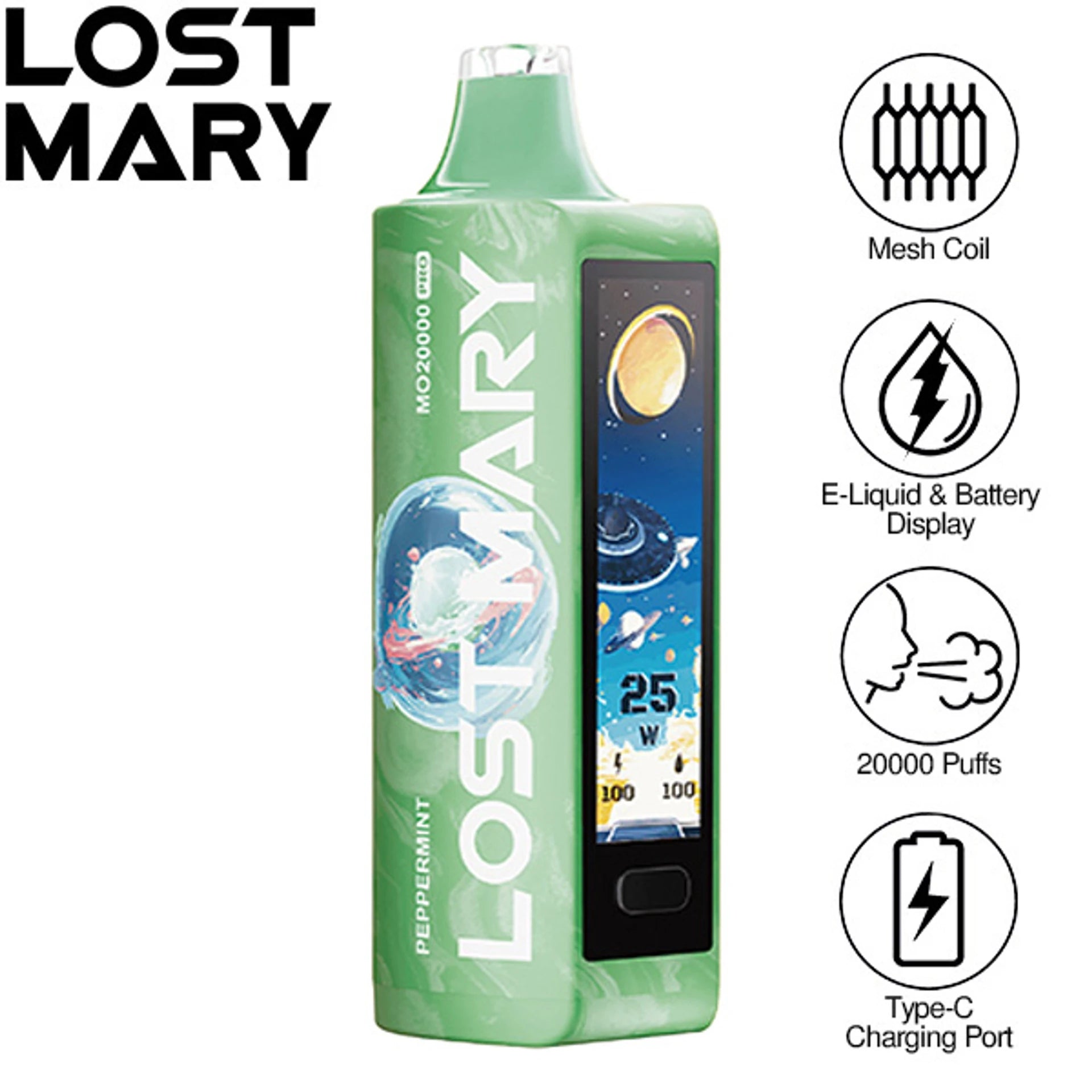 lost mary mo20000 pro space limited edition disposable vape peppermint