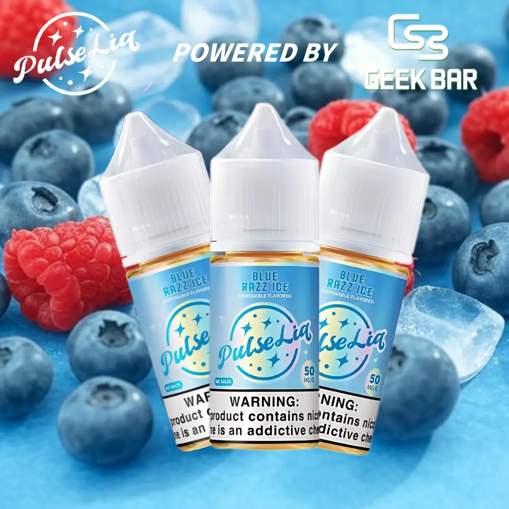 Blue razz ice geek bar vape juice pulse liq nic salt 50mg