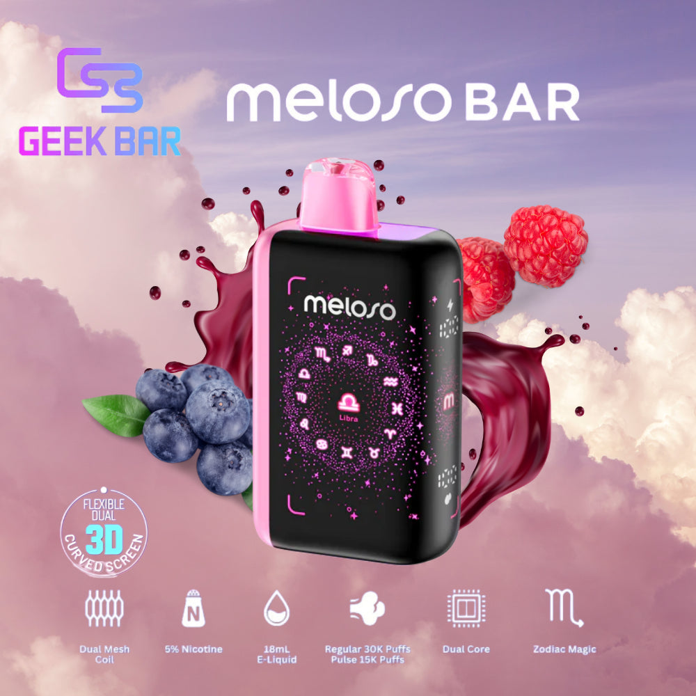 Geek bar meloso bar 30k libra blueberry raspberry