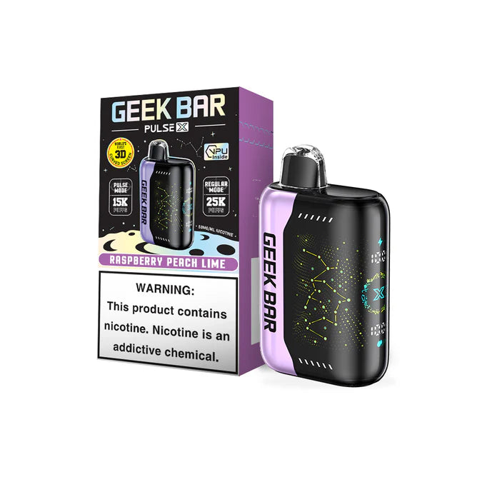 geek bar pulse x 25k disposable vape raspberry peach lime