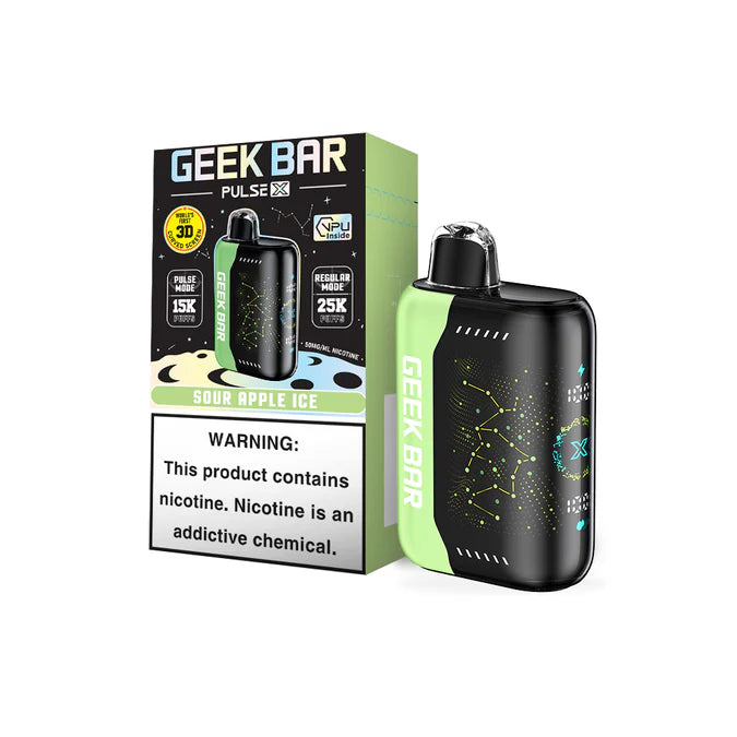 geek bar pulse x 25k disposable vape sour apple ice