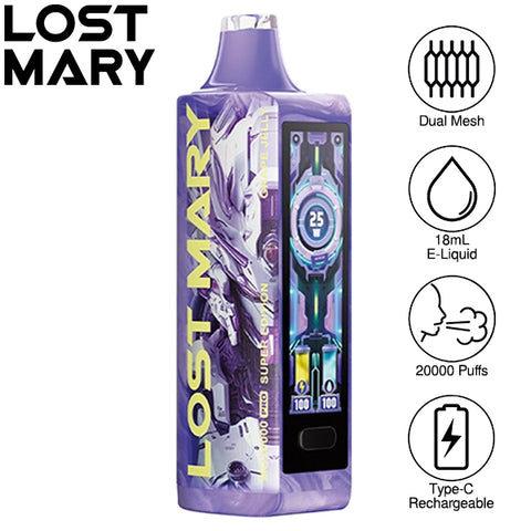 Lost mary mo20000 pro disposable vape super edition grape jelly