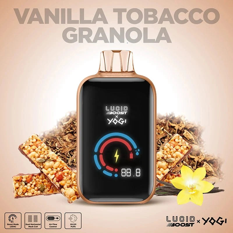 Lucid boost x yogi disposable vape vanilla tobacco