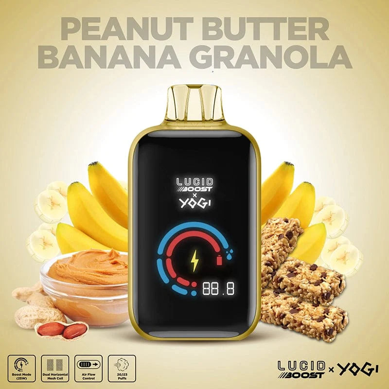 Lucid boost x yogi disposable vape peanut butter banana granola