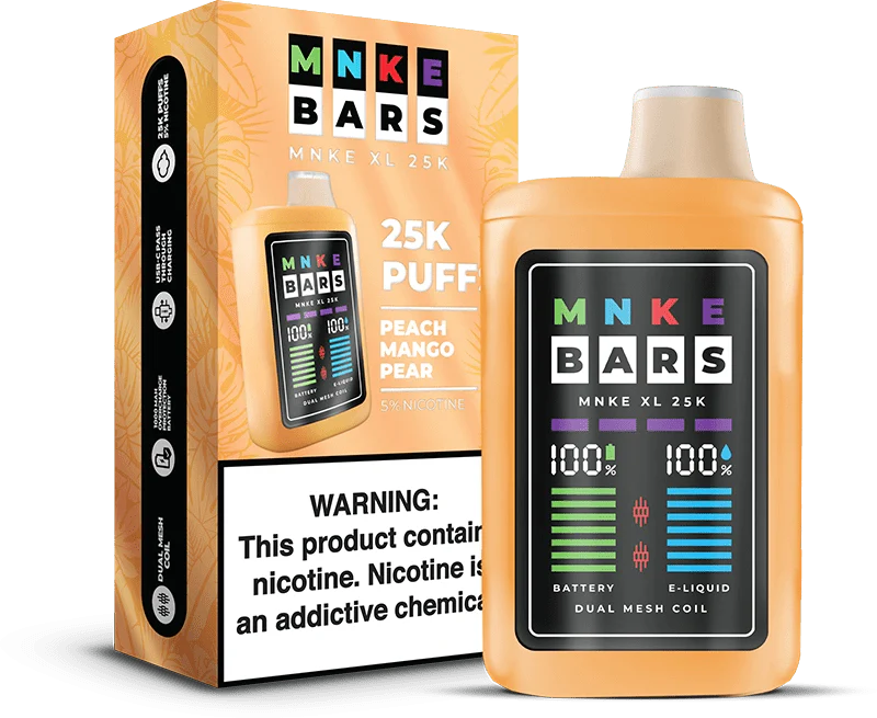 mnke bars xl 25k disposable vape peach mango pear