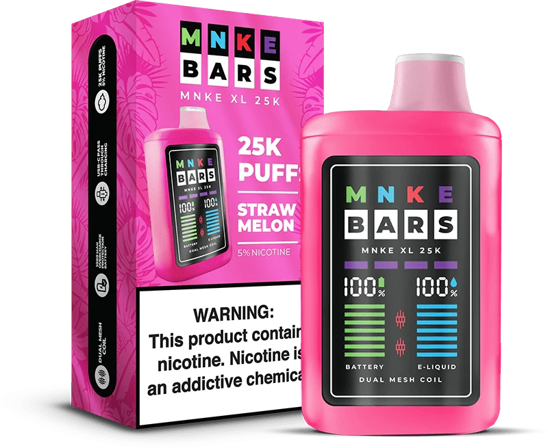 mnke bars xl 25k disposable vape straw melon