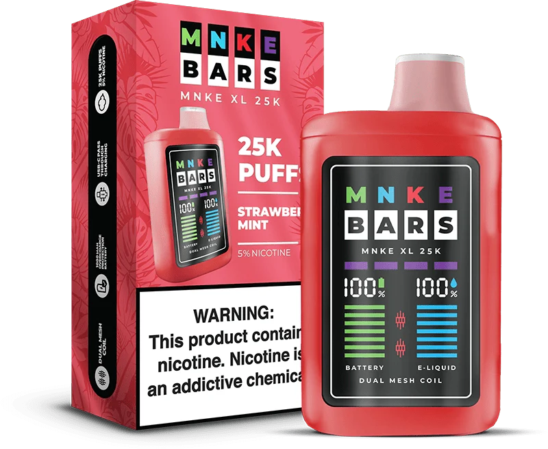 mnke bars xl 25k disposable vape strawberry mint 