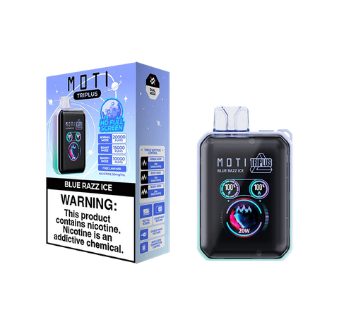 Moti triplus 20K disposable vape blue razz ice