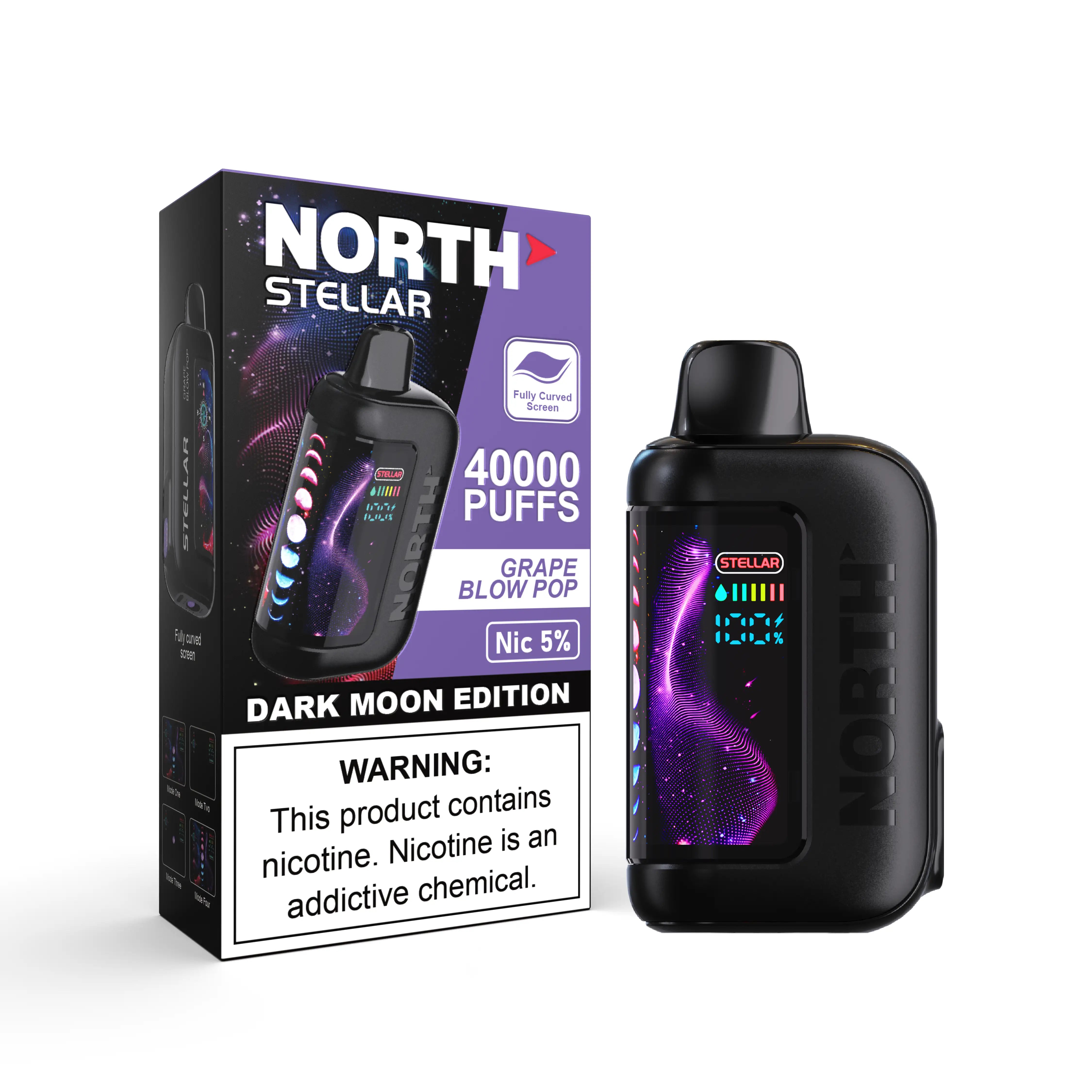 North stellar dark moon edition 40k disposable grape blow pop