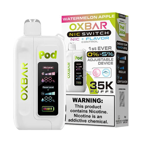 Oxbar-pod-juice-nic-switch-35000-disposable-watermelon-apple