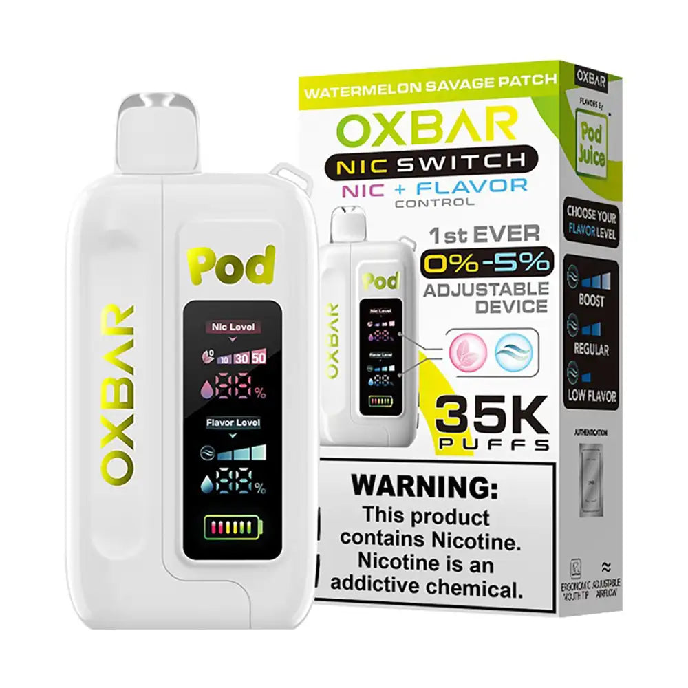 Oxbar-pod-juice-nic-switch-35000-disposable-watermelon-savage-patch