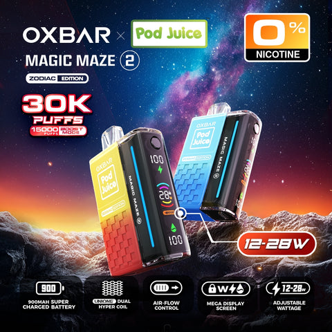 oxbar x pod juice magic maze 2 0 30k zero nocotine disposable vape