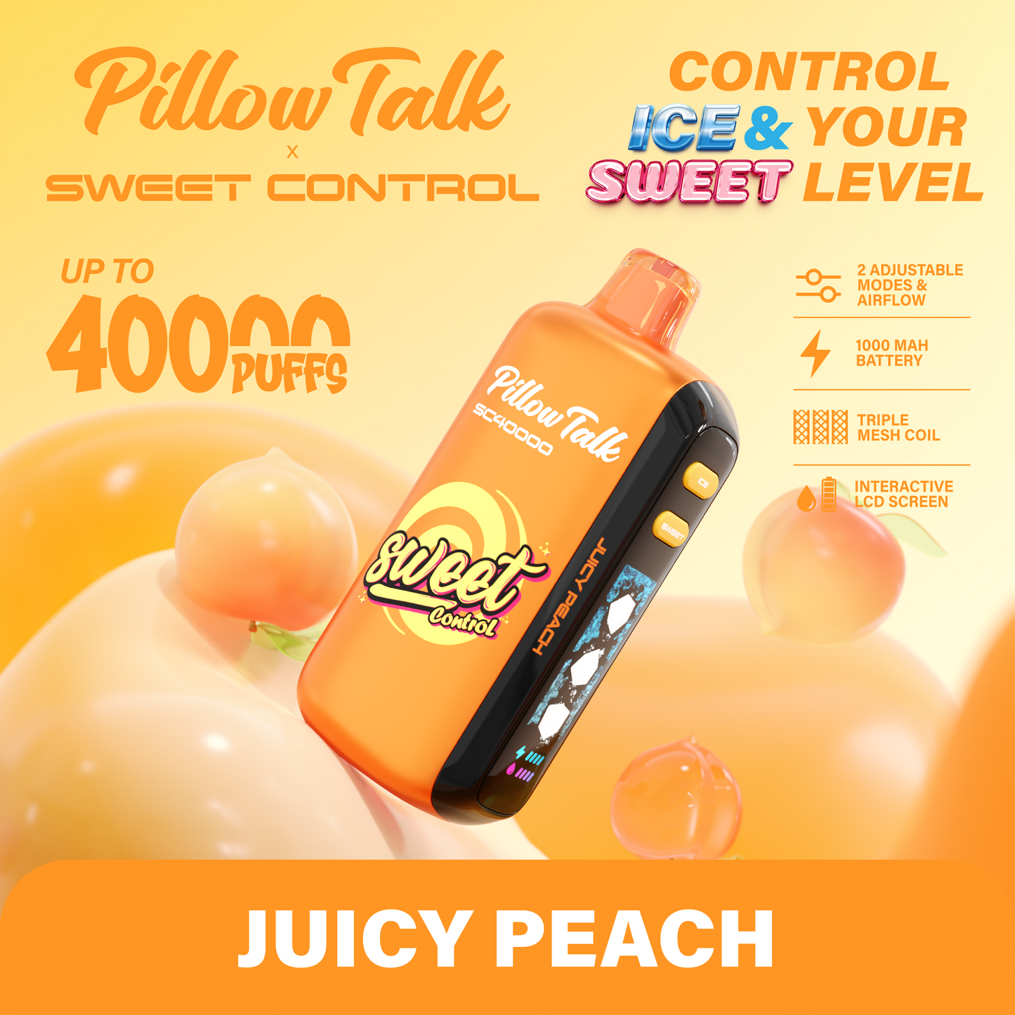 Pillow talk sc40000 disposable vape 40000 puffs juicy peach