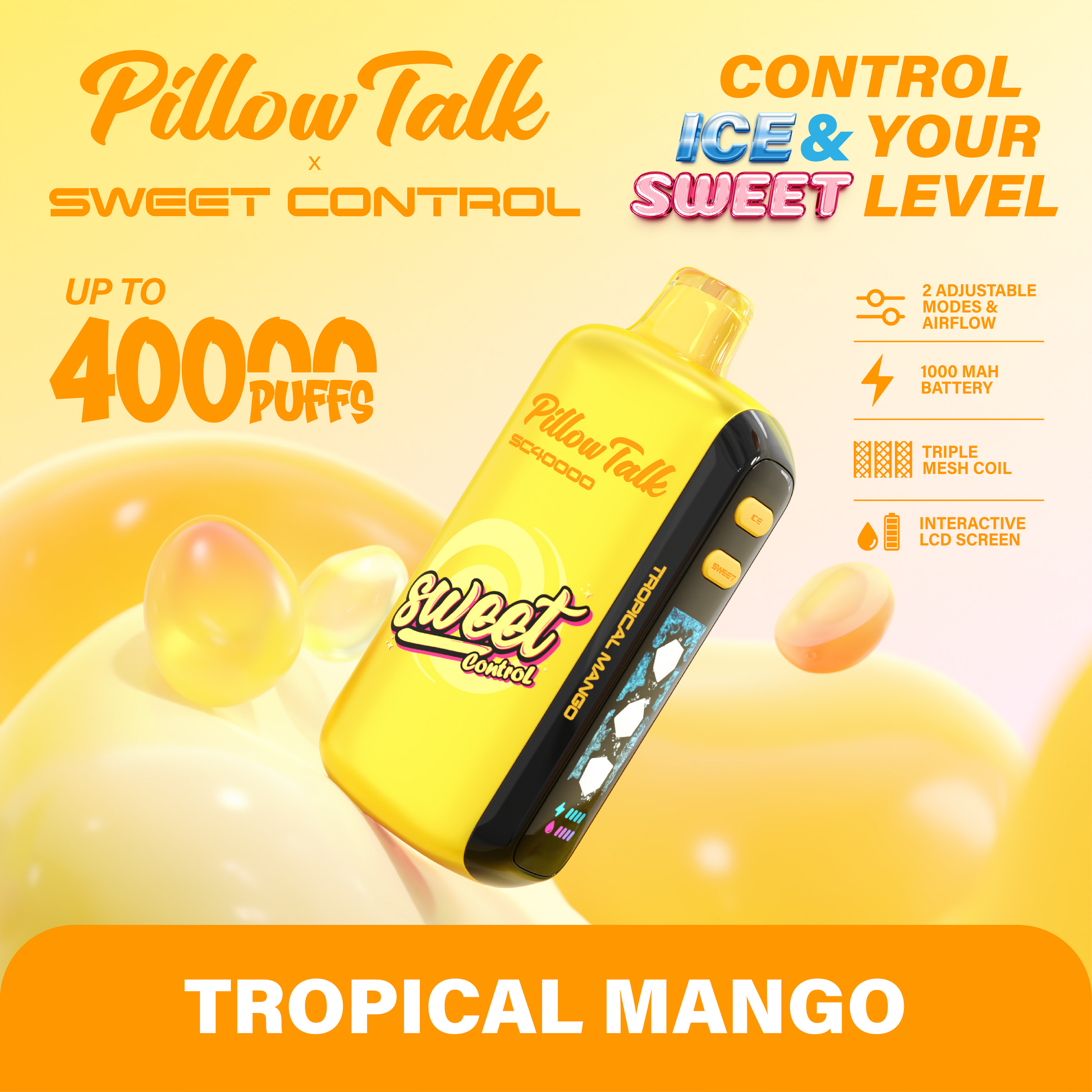 Pillow talk sc40000 disposable vape 40000 puffs tropical mango