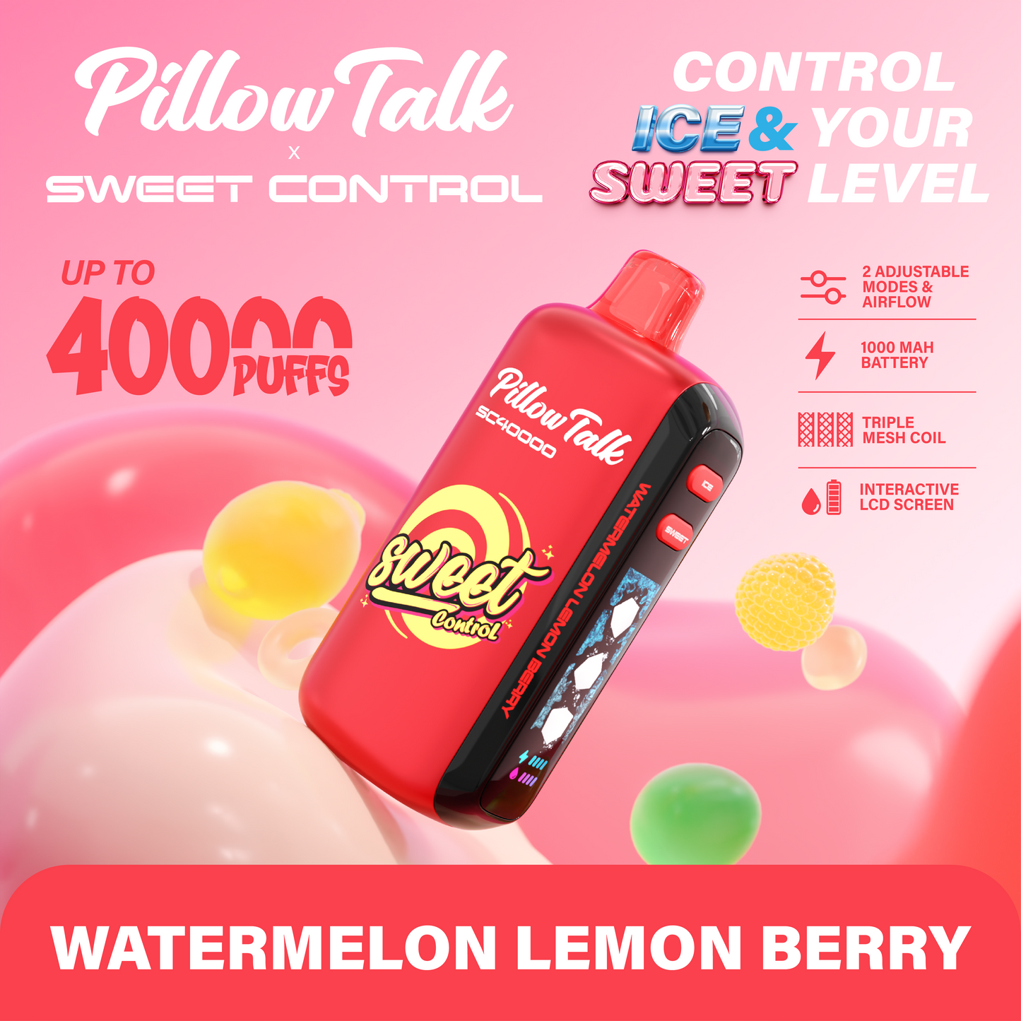 Pillow talk sc40000 disposable vape 40000 puffs watermelon lemon berry