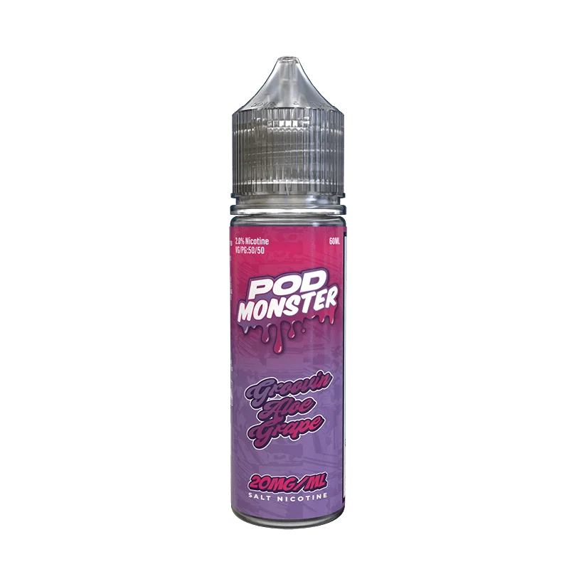 Pod monster salts groovin aloe grape synthetic vape juice 60ml 20mg