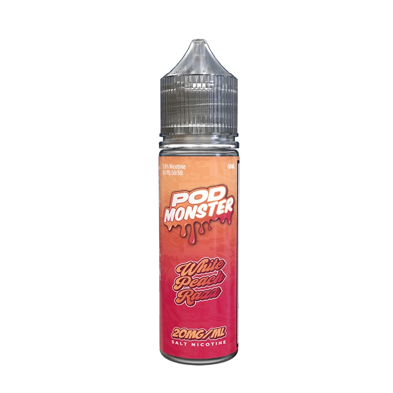 Pod monster salts white peach razz synthetic vape juice 60ml 20mg