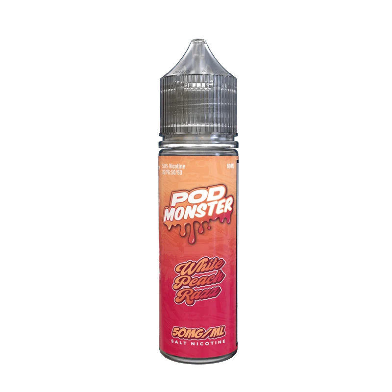 Pod monster salts white peach razz synthetic vape juice 60ml 50mg