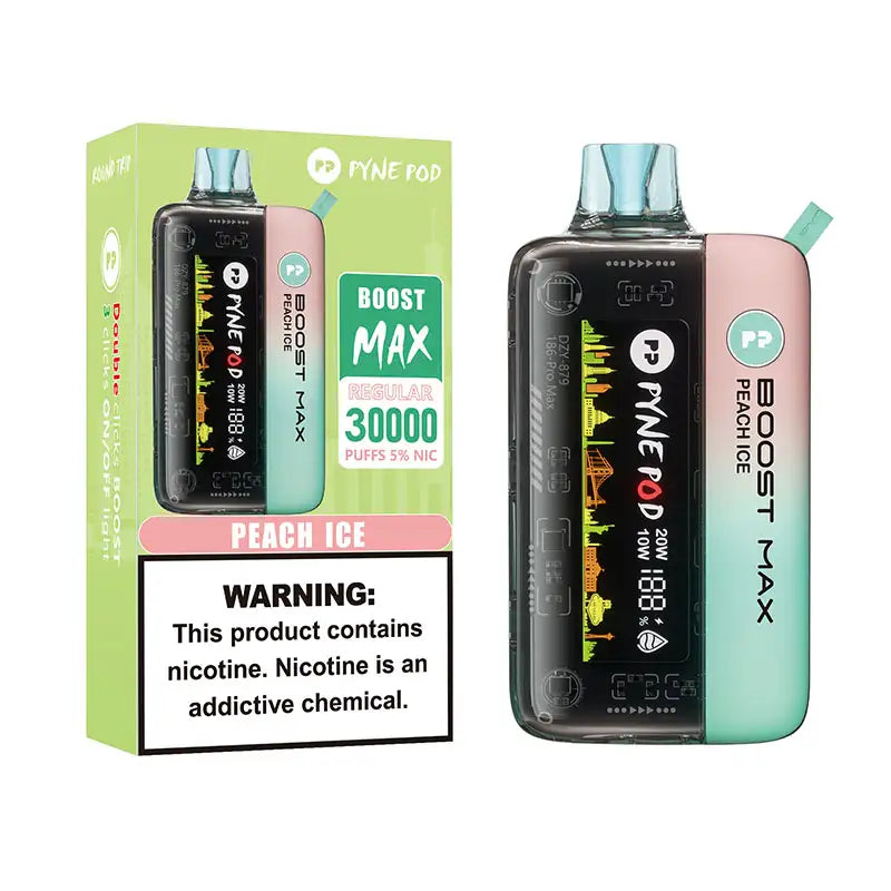 pyne pod boost max 30000 disposable vape peach ice