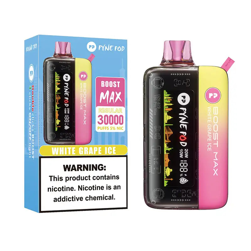 pyne pod boost max 30000 disposable vape white grape ice