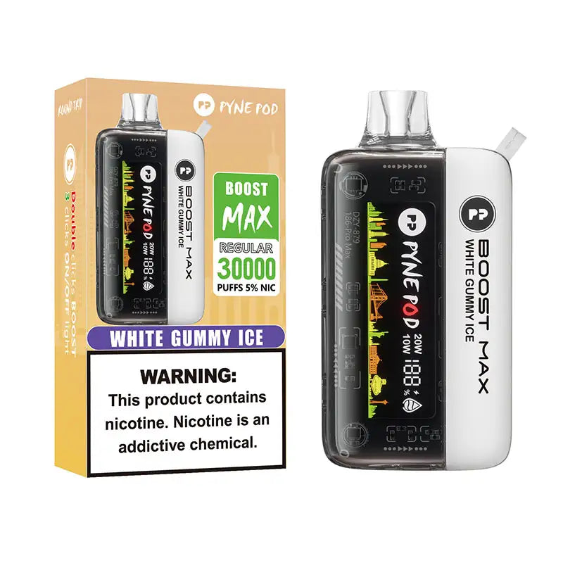 pyne pod boost max 30000 disposable vape white gummy ice