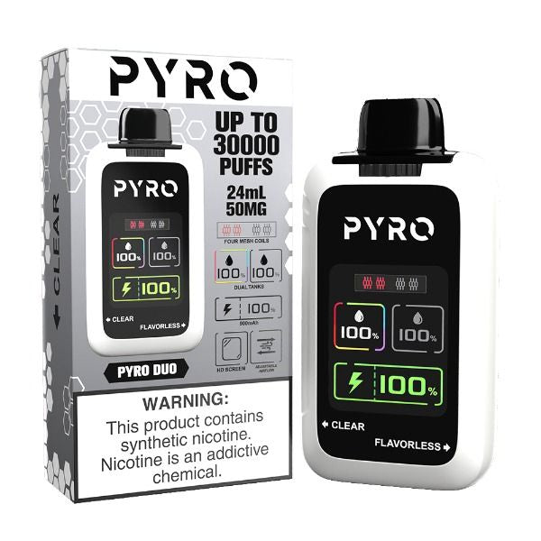 Pyro duo 30000 puffs disposable clear flavorless