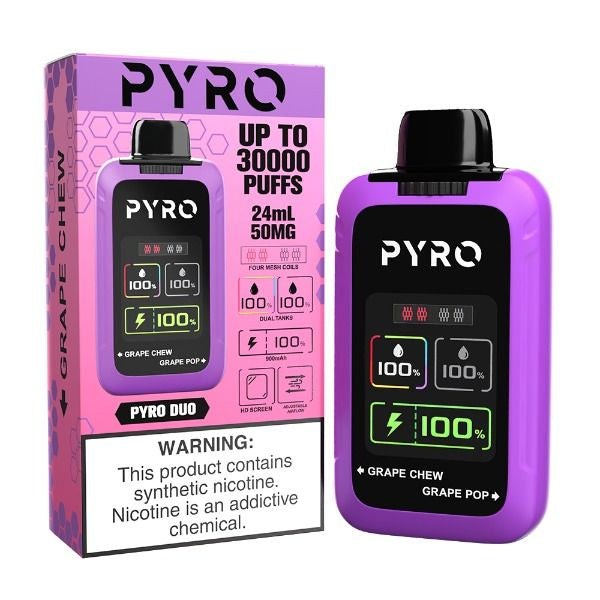 Pyro duo 30000 puffs disposable grape chew grape pop