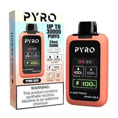 Pyro duo 30000 puffs disposable juicy peach peach ice