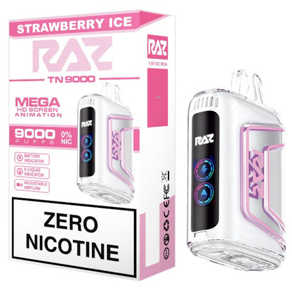 Raz tn9000 zero nicotine disposable vape strawberry ice