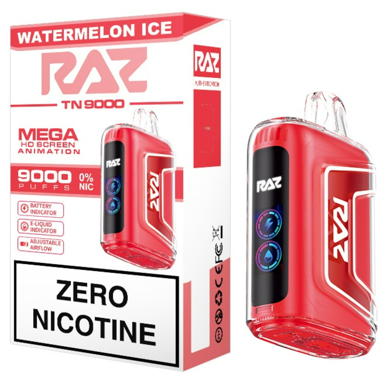 Raz tn9000 zero nicotine disposable vape watermelon ice