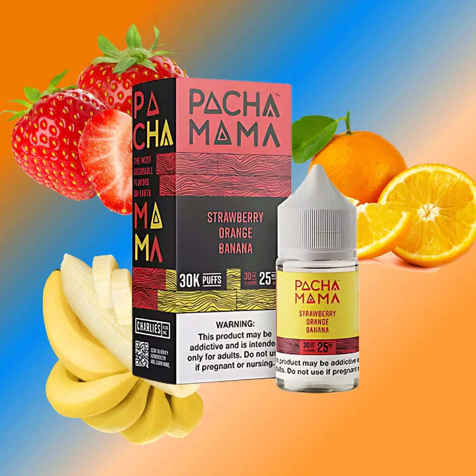 Strawberry orange banana pachamama plus tfn salt vape juice